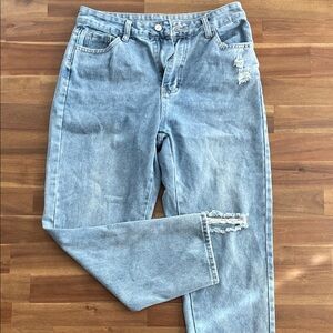 SHEIN Light Blue Straight Leg Jeans